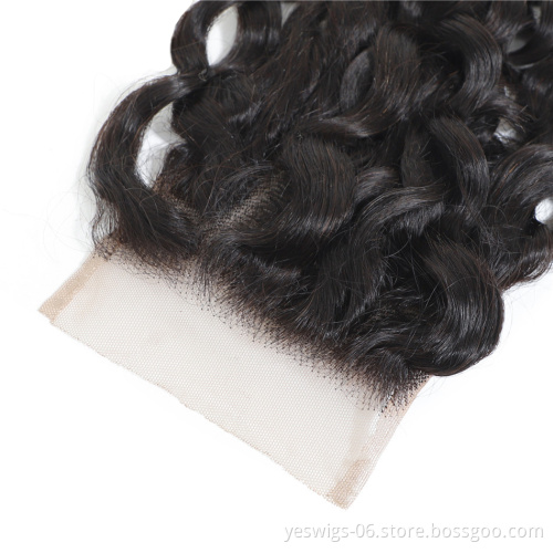Water Wave 4x4 Lace Closure Brazilian Human Hair Extensions Virgin Cuticle Aligned Hair